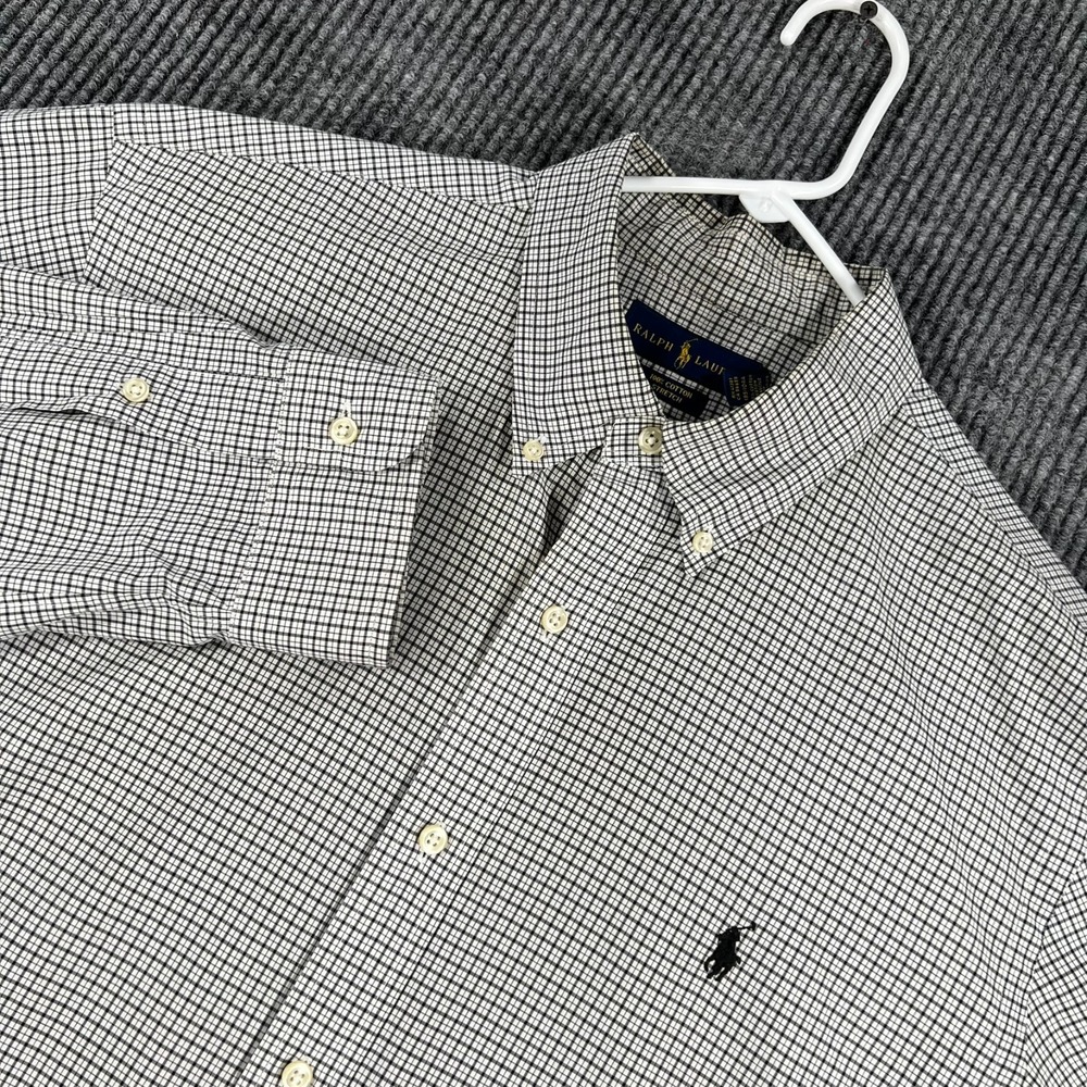 Ralph Lauren Shirt Mens XL Extra Large Beige Check Long Sleeve Button Down